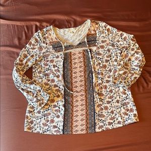 Vintage America Peasant Style Ivory Floral Top